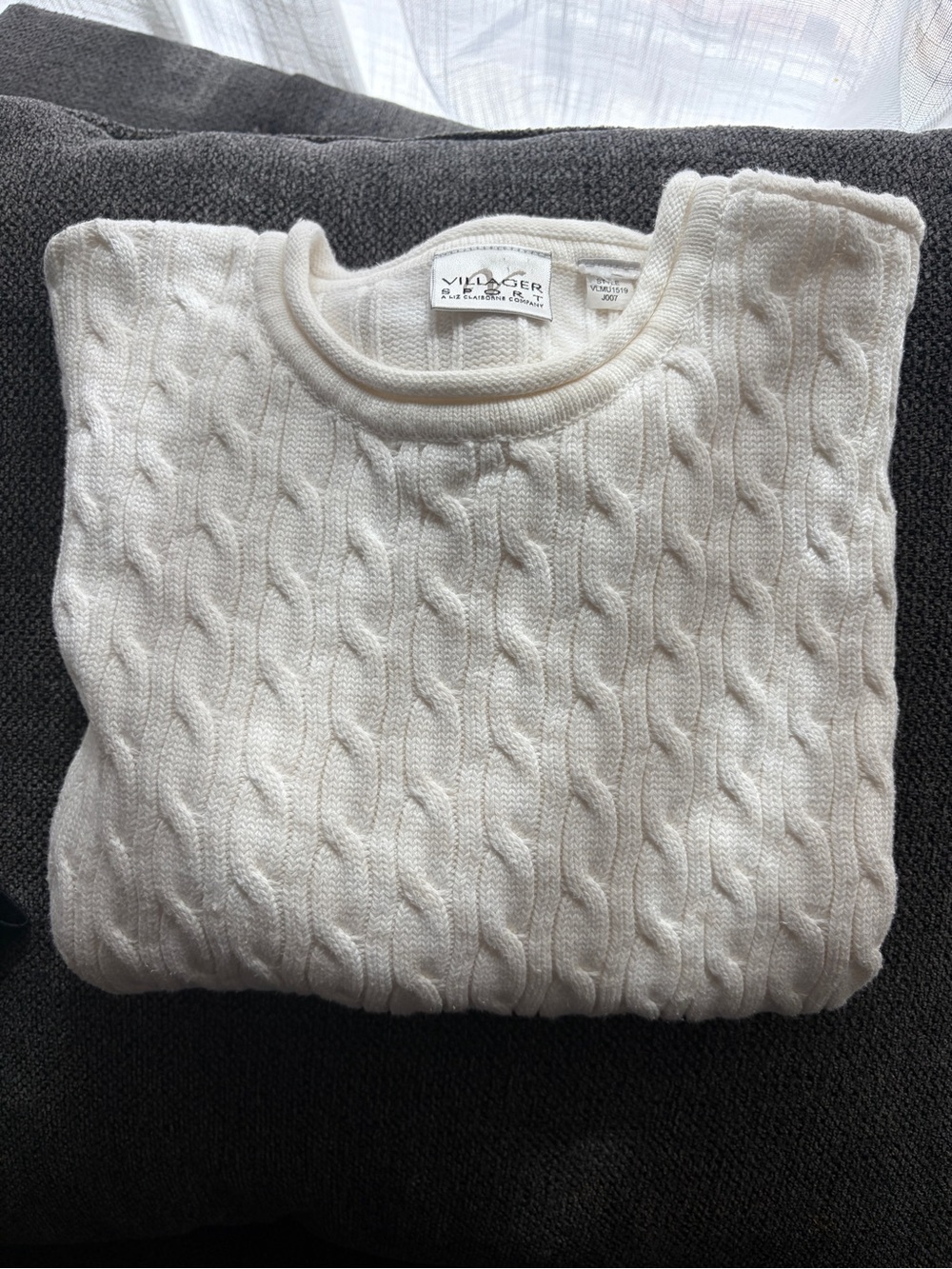 Villager Cream Cable-Knit Crewneck Sweater